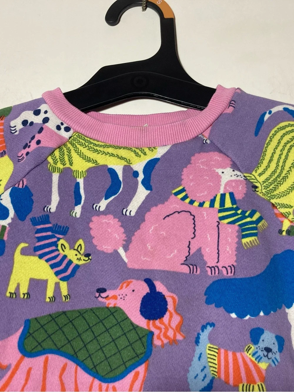 Mini Boden Girls Cozy Sweatshirt Dress Dog Design Cotton Blend Size 2-3 Yrs